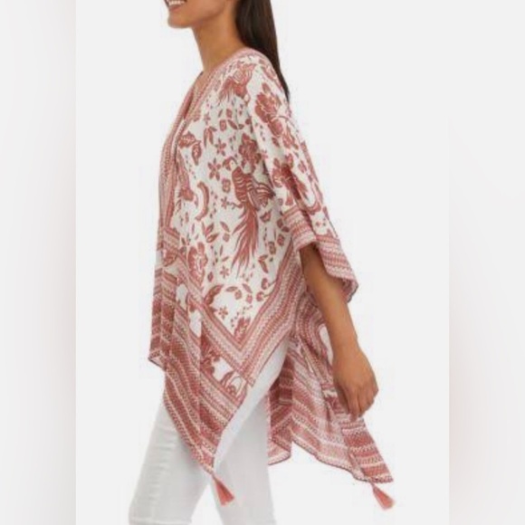 VINCE CAMUTO Bird Floral Block Print Topper Wrap Kimono - Picture 10 of 10